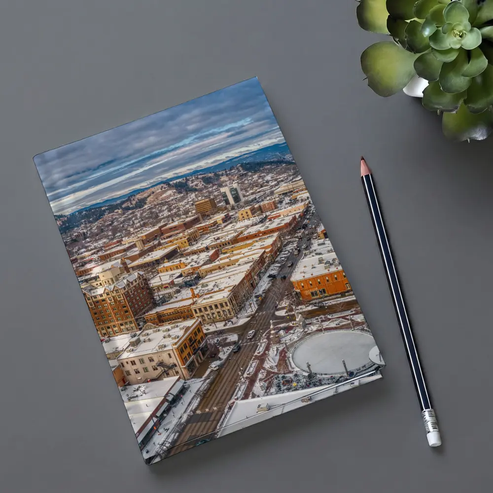 Rapid City Downtown Aerial Winter Snow View – Notebooks