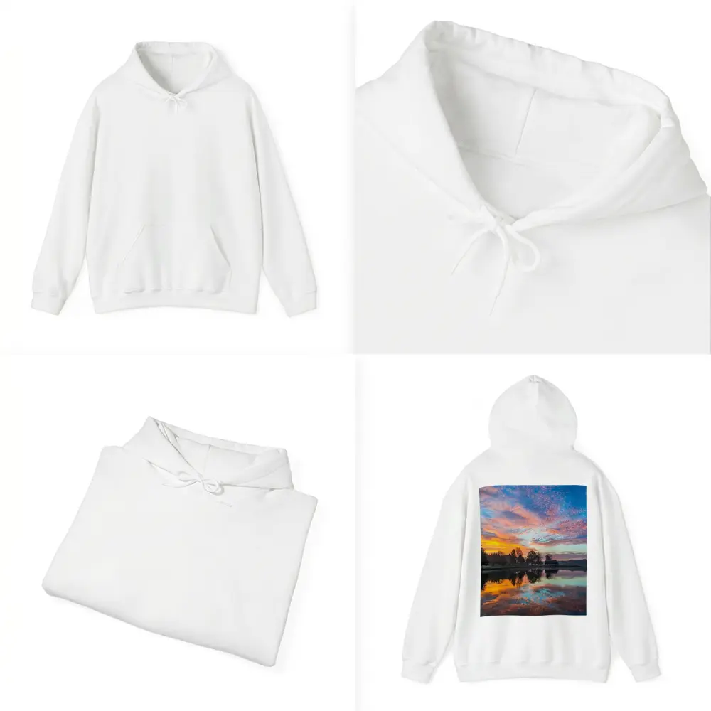 Sunrise Lake Reflection Blue Orange Sky – Hoodies
