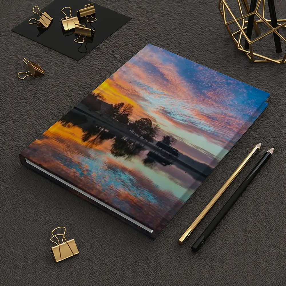 Sunrise Lake Reflection Blue Orange Sky – Notebooks