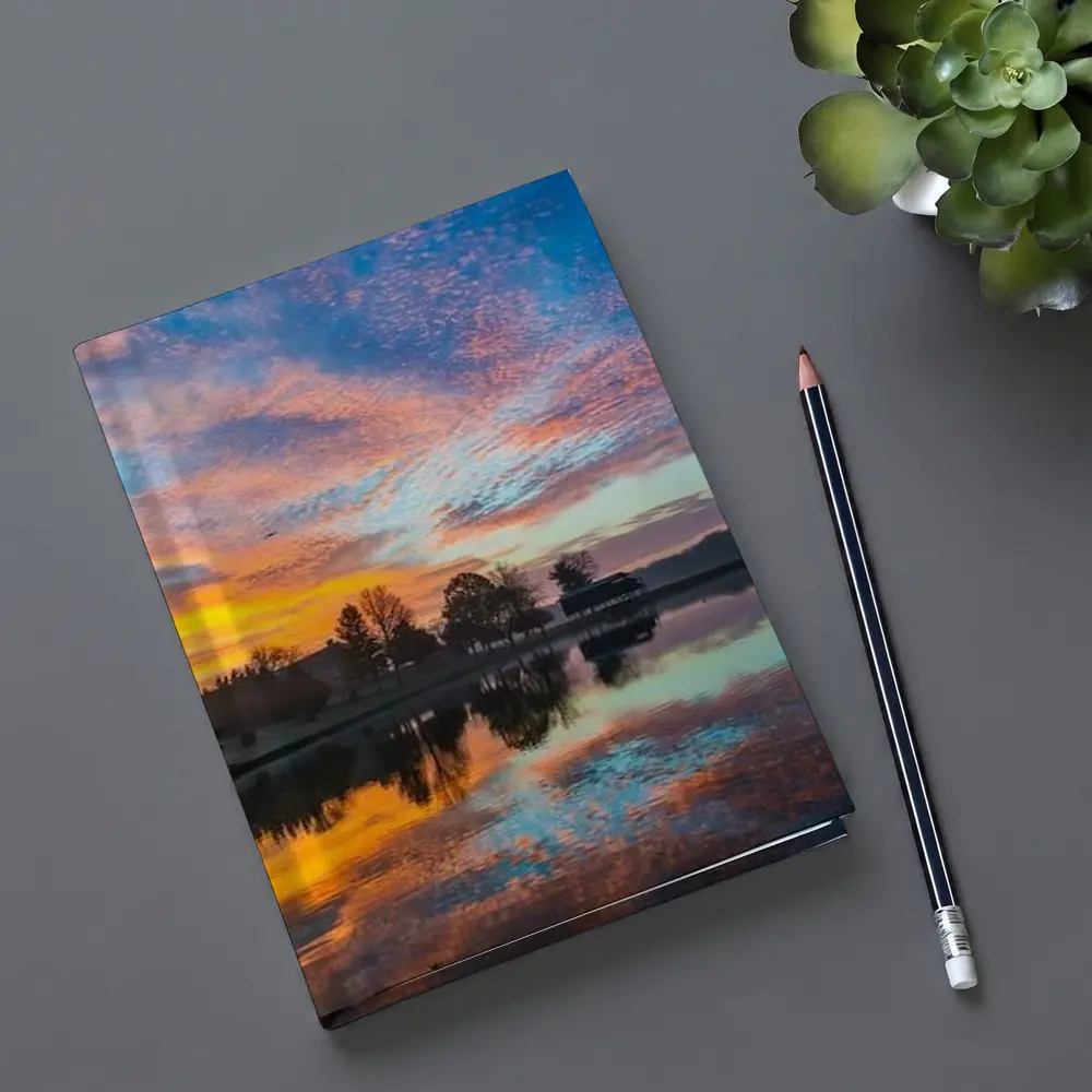 Sunrise Lake Reflection Blue Orange Sky – Notebooks