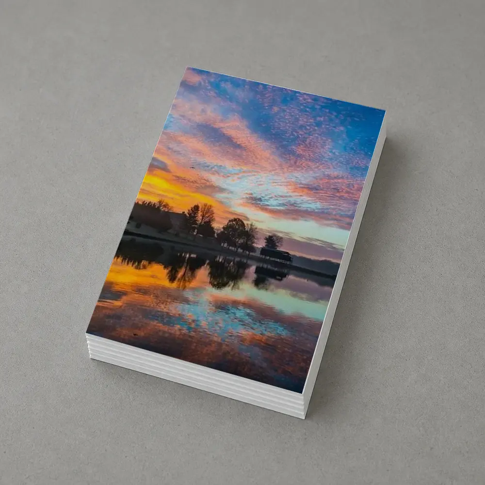 Sunrise Lake Reflection Blue Orange Sky – Postcards