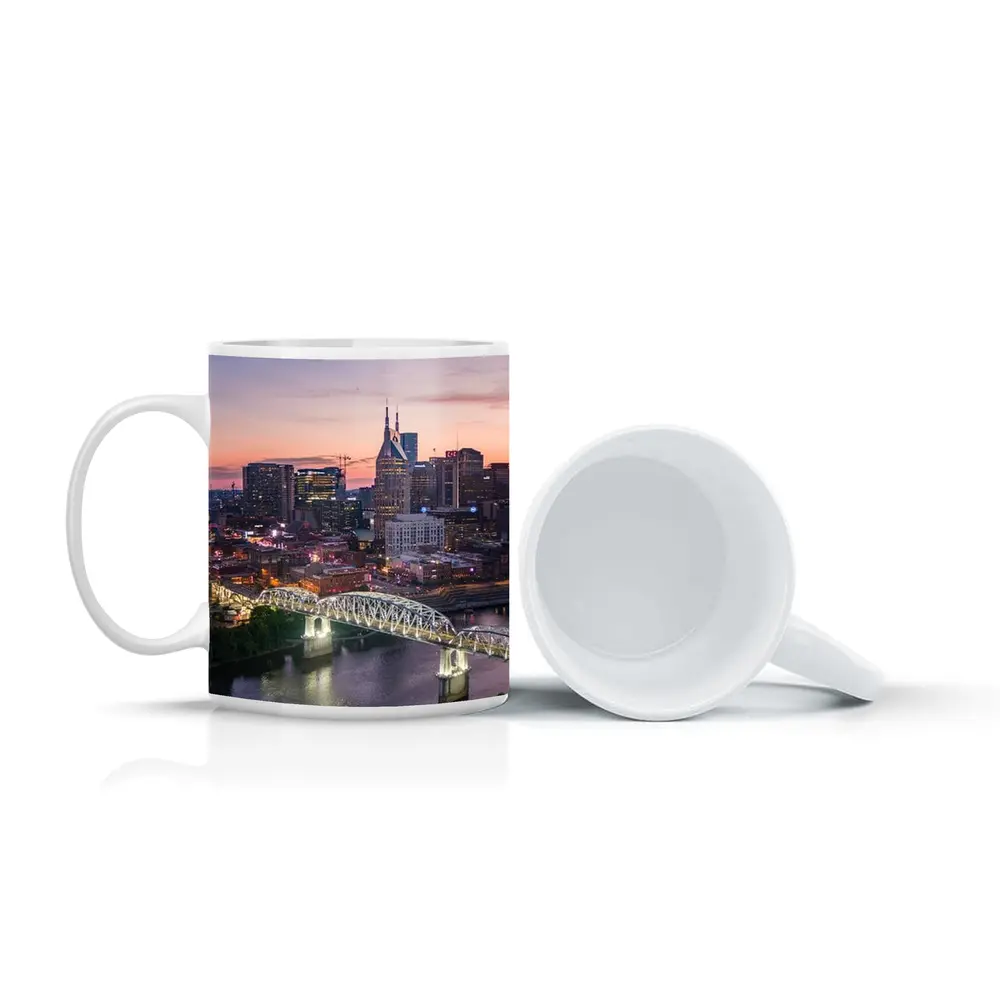 Nashville Skyline Sunset Over Cumberland River – Mugs