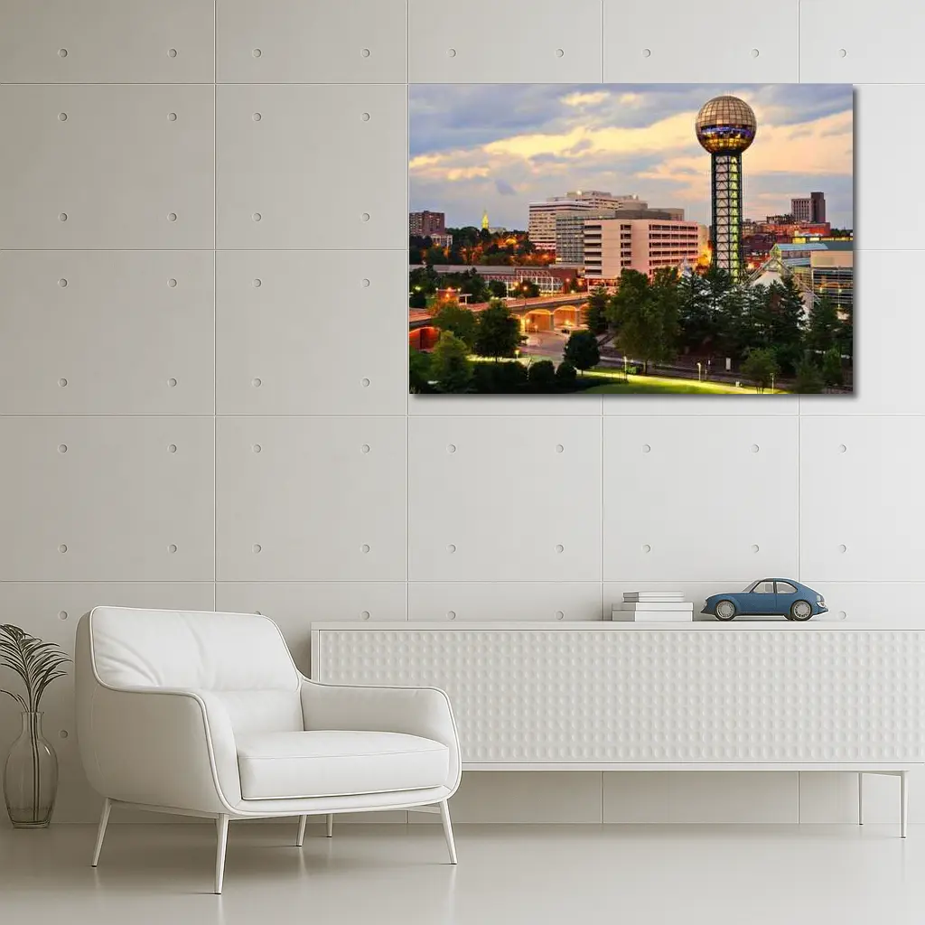 Knoxville Tennessee Sunsphere Skyline Dusk View – Wall Art