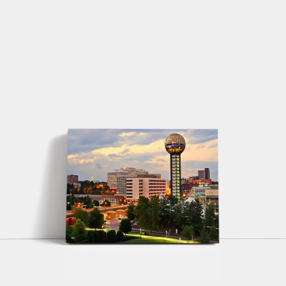 Knoxville Tennessee Sunsphere Skyline Dusk View – Wall Art