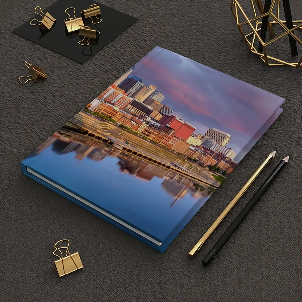 Nashville Skyline Reflecting Cumberland River Sunset – Notebooks