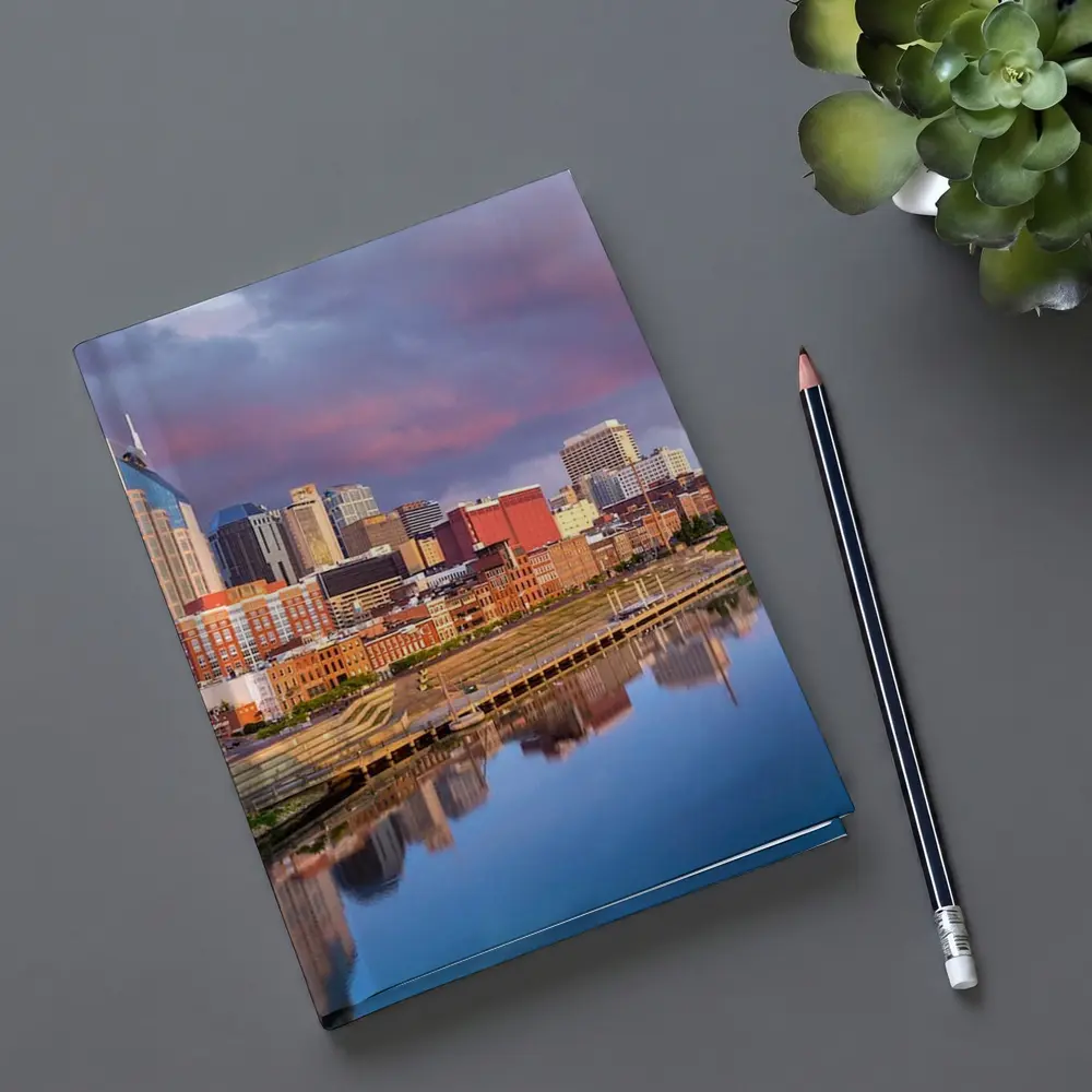 Nashville Skyline Reflecting Cumberland River Sunset – Notebooks
