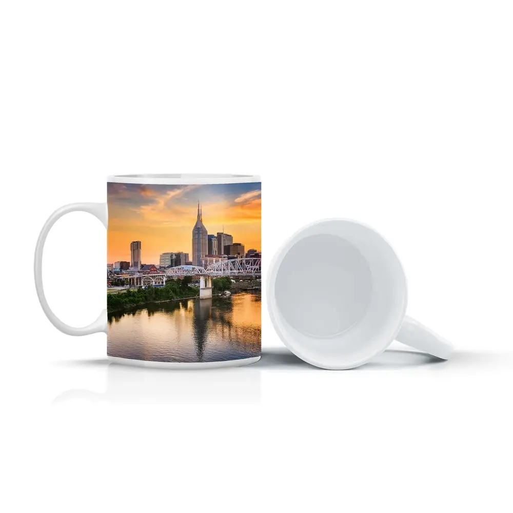 Nashville Skyline Sunset Over Cumberland River – Mugs