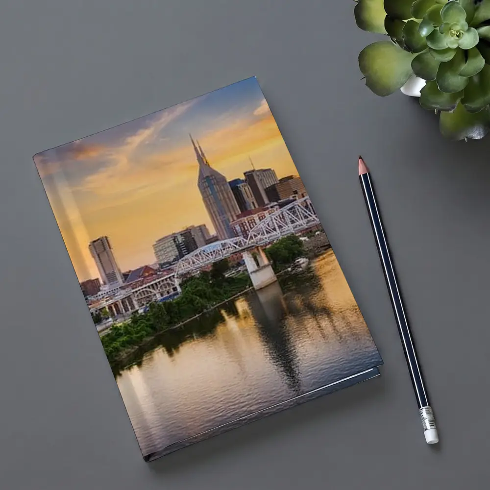 Nashville Skyline Sunset Over Cumberland River – Notebooks