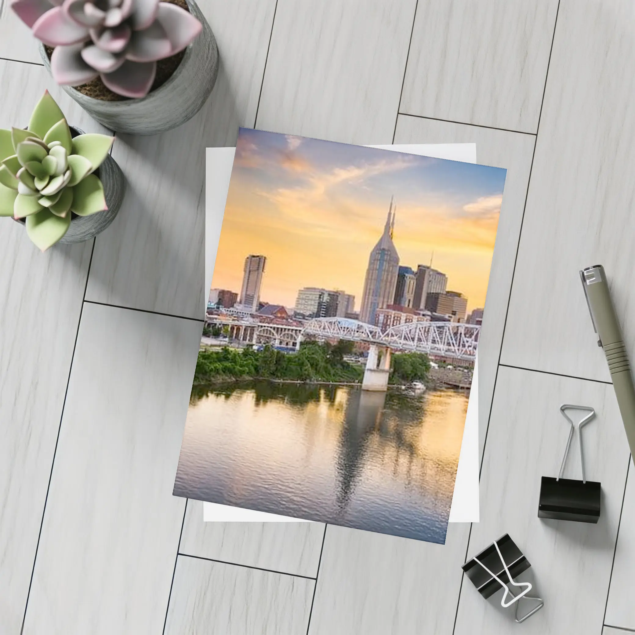 Nashville Skyline Sunset Over Cumberland River – Postcards