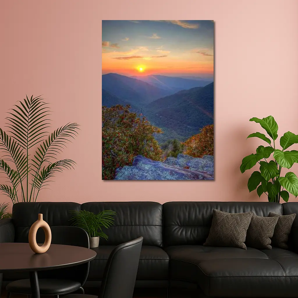 Mountain Sunset Over Blue Ridge Valley – Wall Art