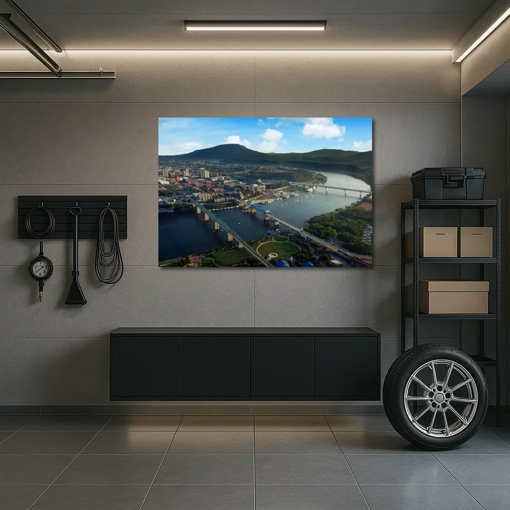 Chattanooga Tennessee River City Aerial View – Wall Art