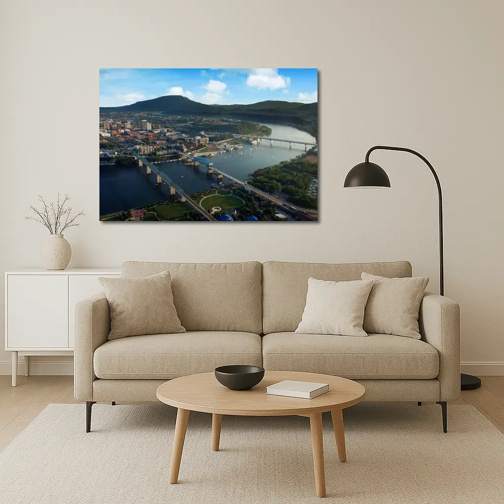 Chattanooga Tennessee River City Aerial View – Wall Art