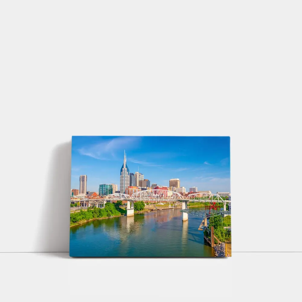 Nashville Skyline Cumberland River Bridge View – Wall Art
