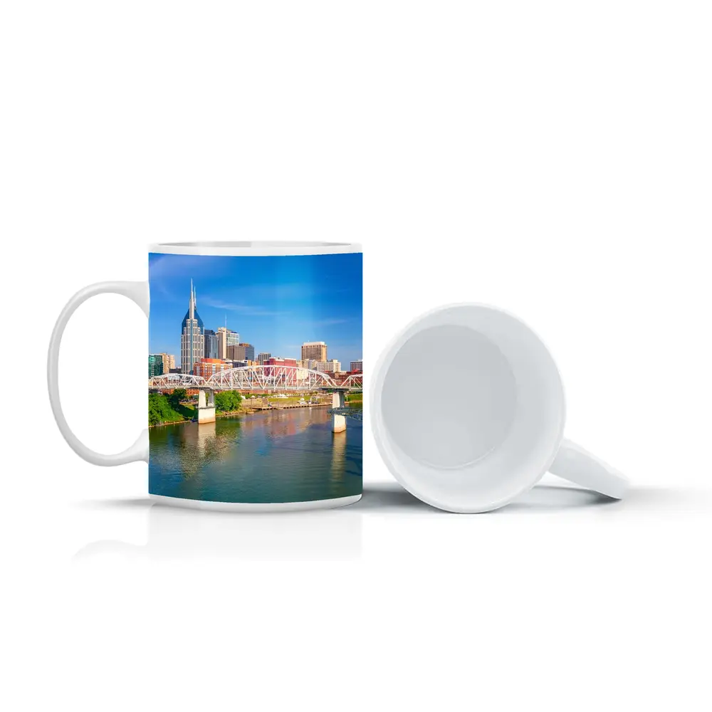 Nashville Skyline Cumberland River Bridge View – Mugs
