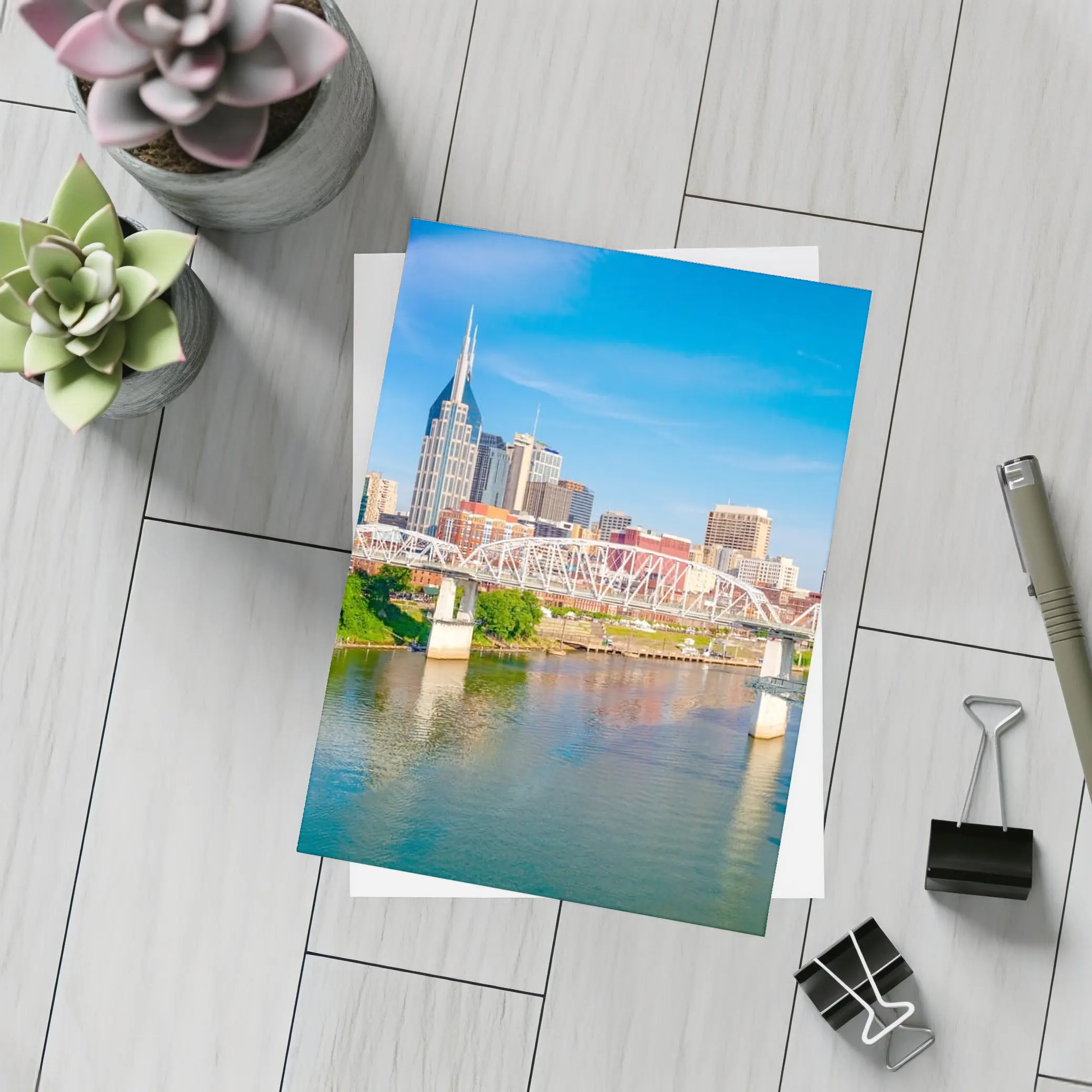 Nashville Skyline Cumberland River Bridge View – Postcards