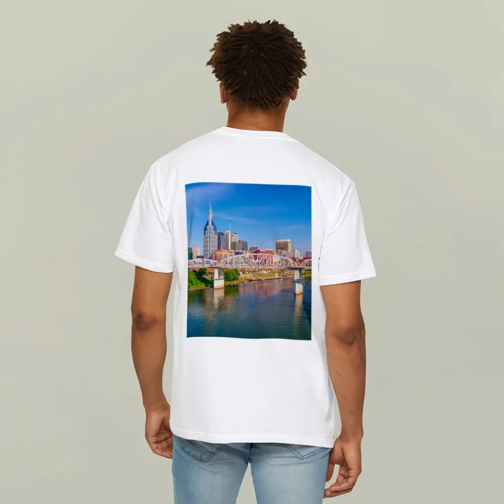 Nashville Skyline Cumberland River Bridge View – T-Shirts