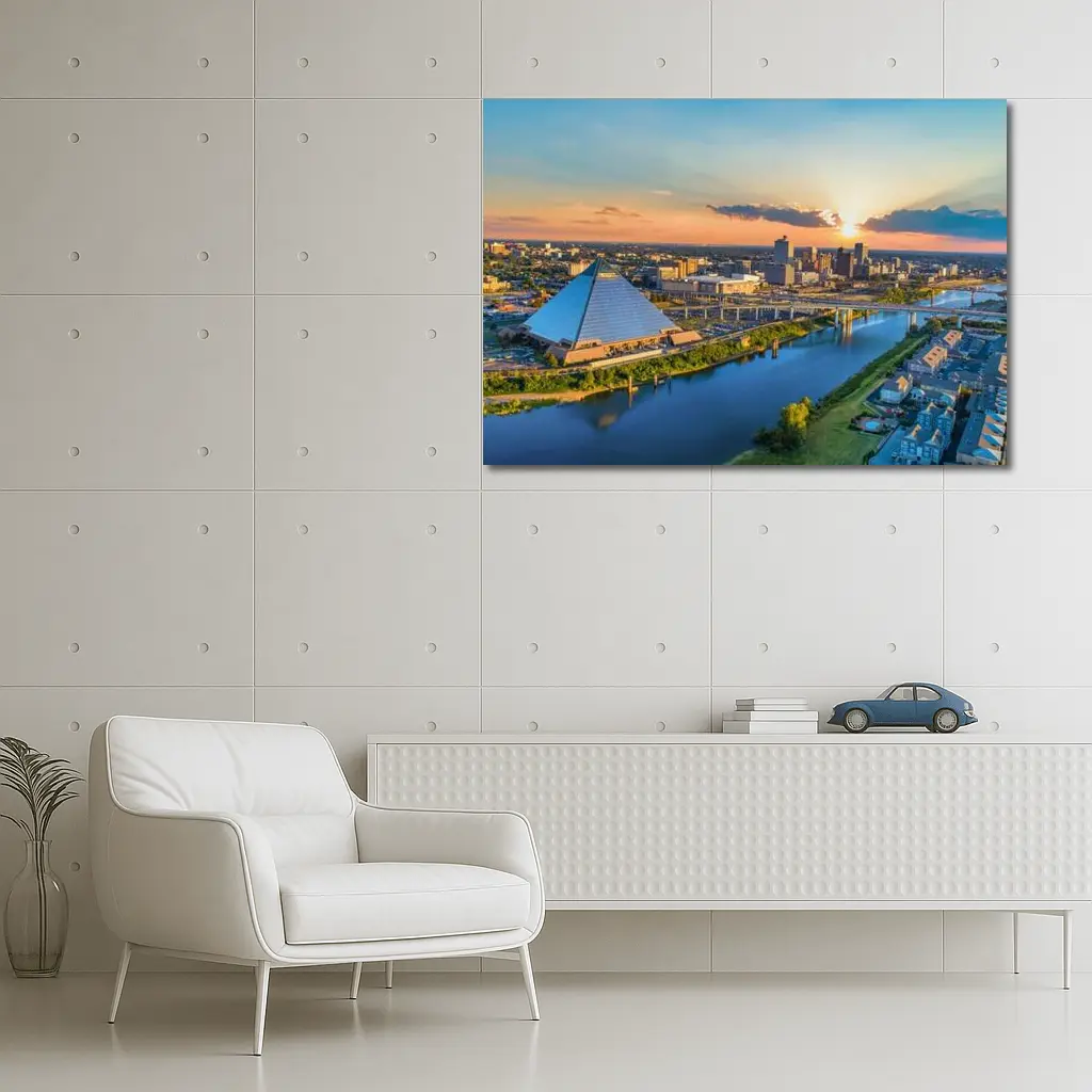 Memphis Pyramid Skyline Aerial Sunset View – Wall Art