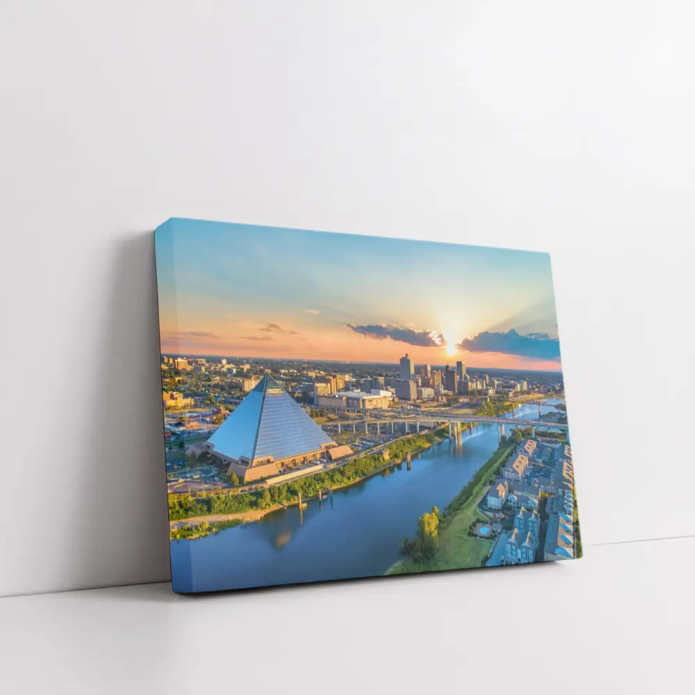 Memphis Pyramid Skyline Aerial Sunset View – Wall Art