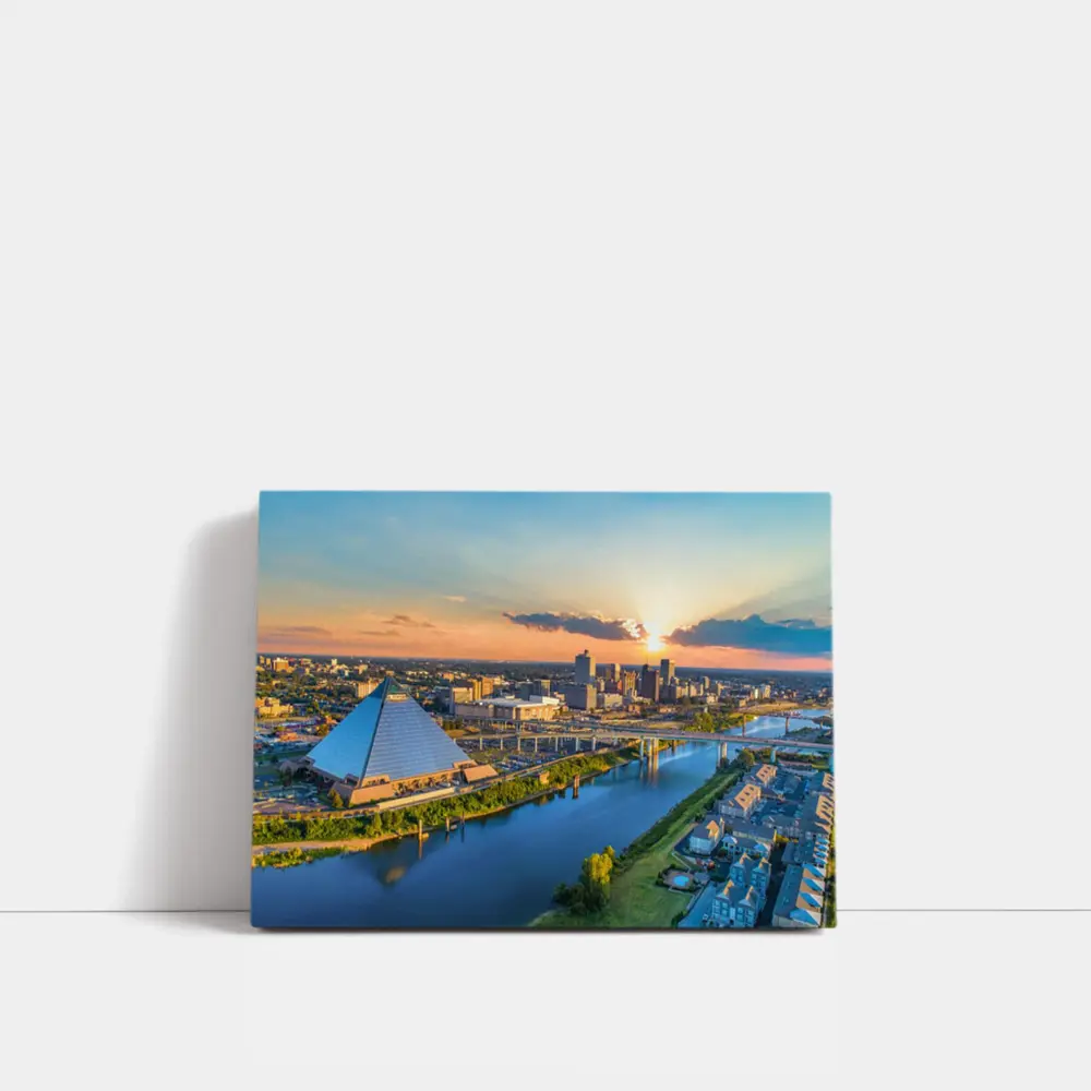 Memphis Pyramid Skyline Aerial Sunset View – Wall Art