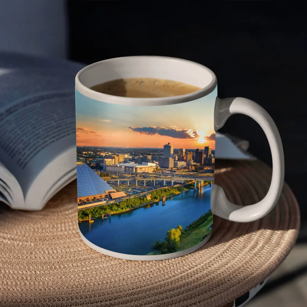 Memphis Pyramid Skyline Aerial Sunset View – Mugs