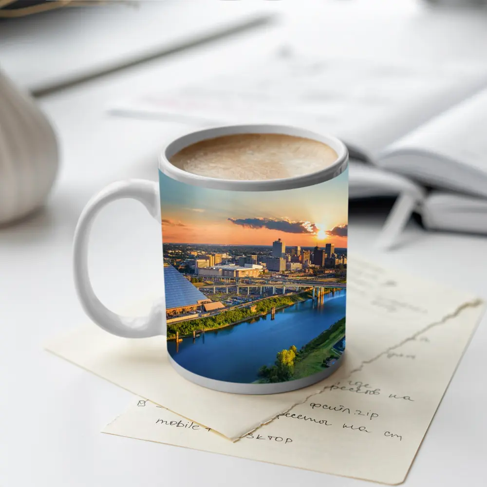 Memphis Pyramid Skyline Aerial Sunset View – Mugs