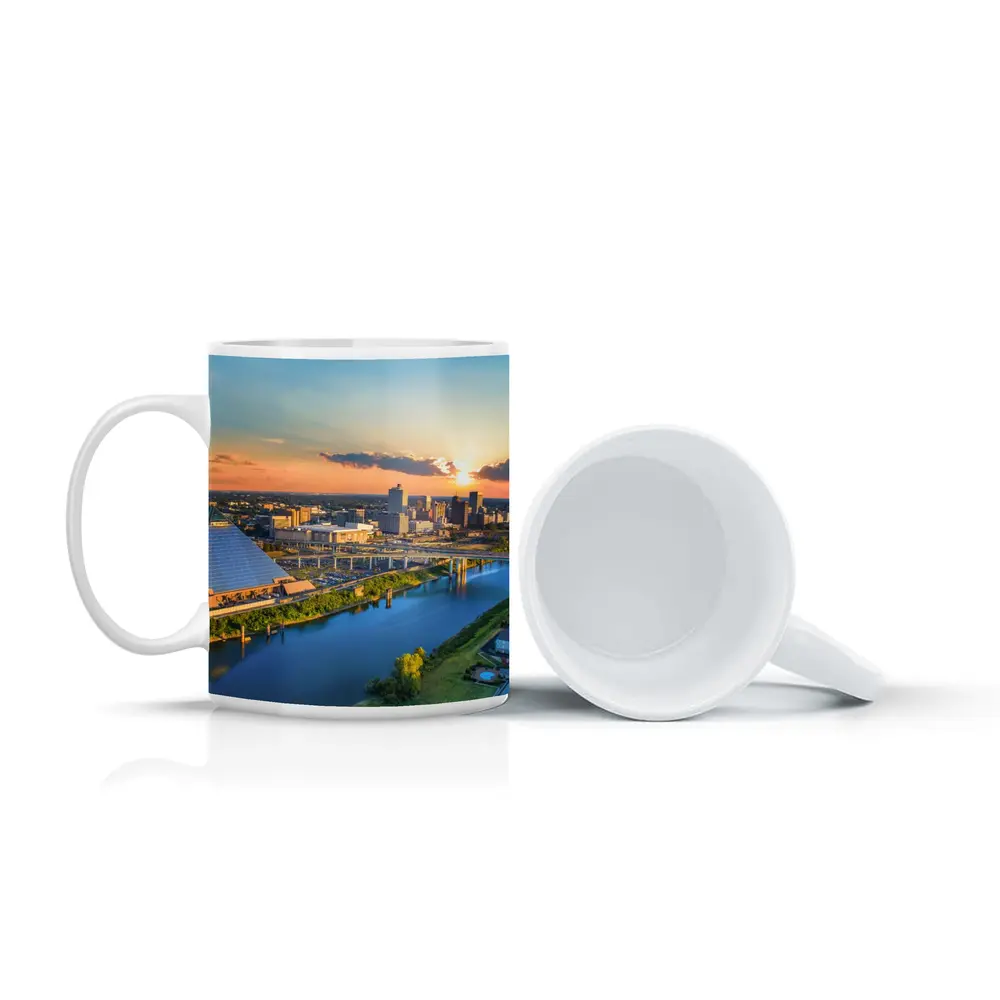 Memphis Pyramid Skyline Aerial Sunset View – Mugs
