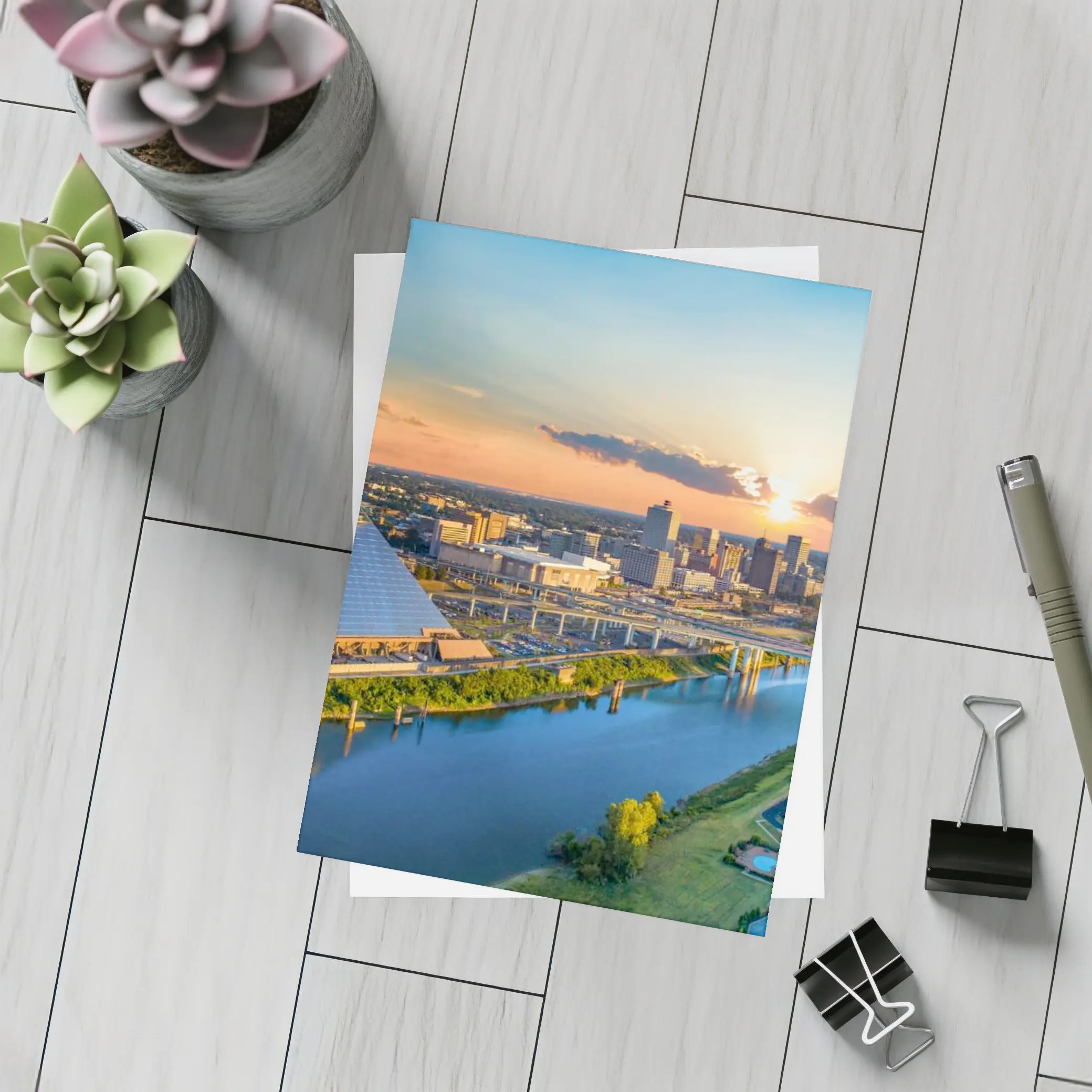 Memphis Pyramid Skyline Aerial Sunset View – Postcards