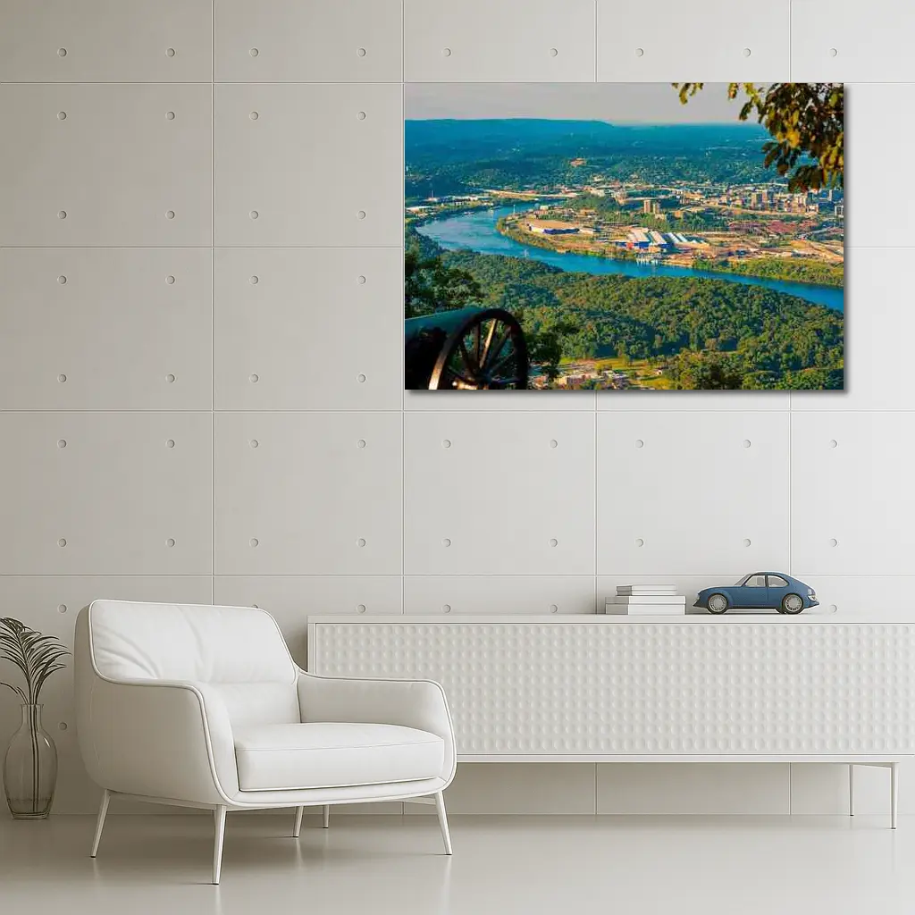 Chattanooga Tennessee River City Aerial View – Wall Art