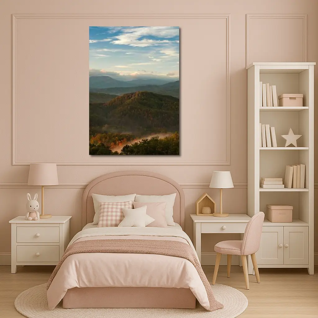 Smoky Mountains Autumn Mist Rolling Hills – Wall Art