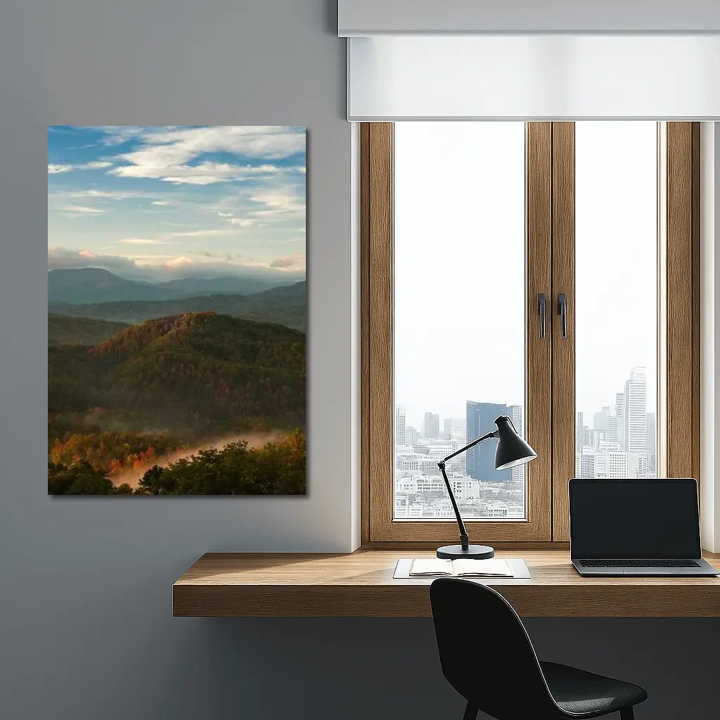 Smoky Mountains Autumn Mist Rolling Hills – Wall Art