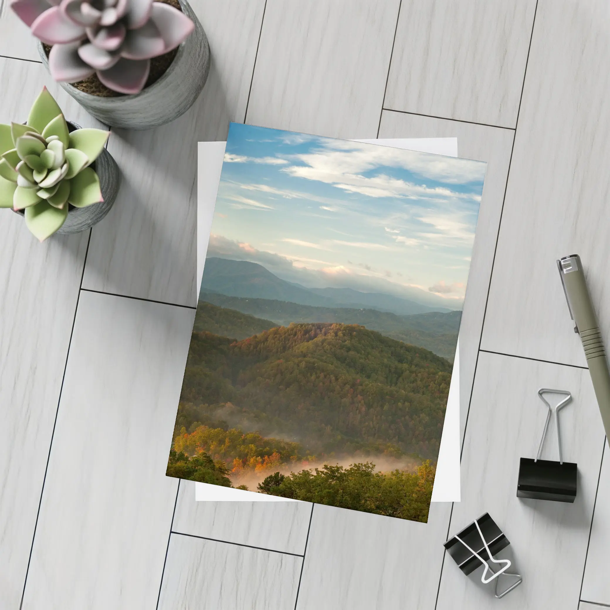 Smoky Mountains Autumn Mist Rolling Hills – Postcards