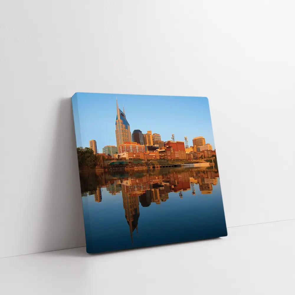 Nashville Skyline Reflecting on Cumberland River – Wall Art