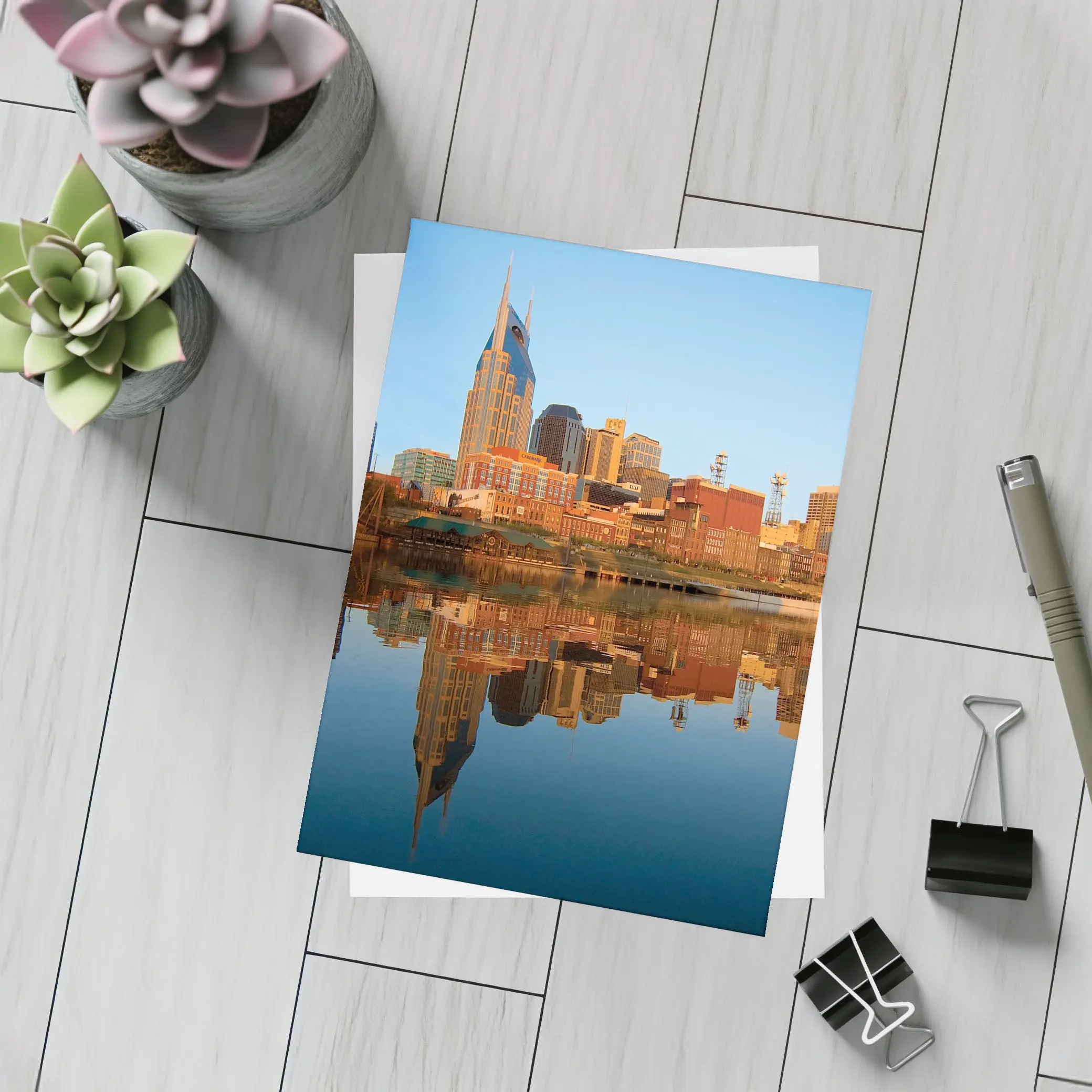 Nashville Skyline Reflecting on Cumberland River – Postcards