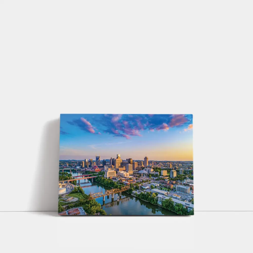 Nashville Skyline Aerial View at Sunset – Wall Art