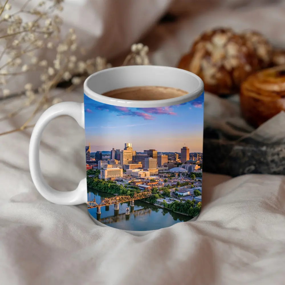Nashville Skyline Aerial View at Sunset – Mugs