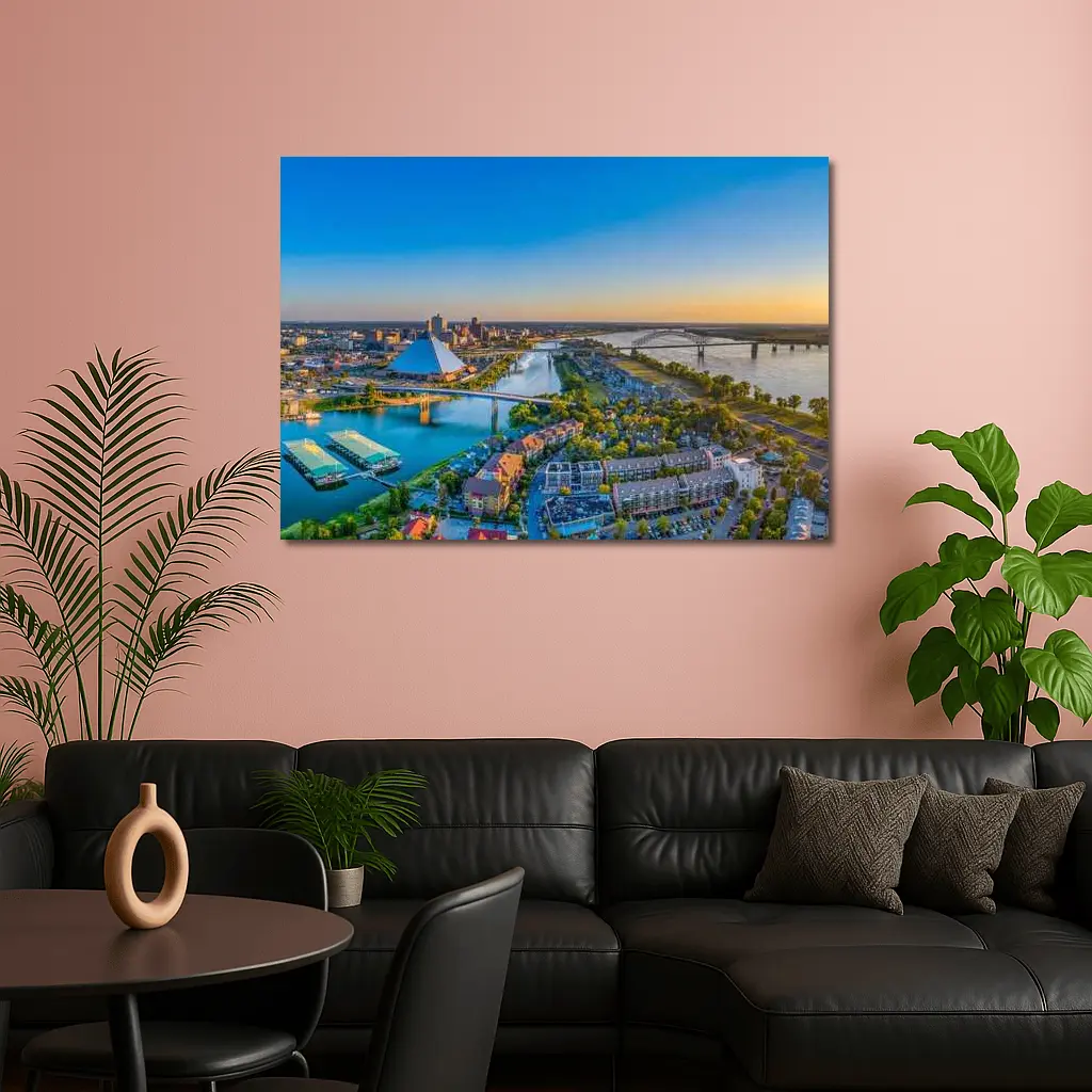 Memphis Skyline Aerial View Mississippi River – Wall Art