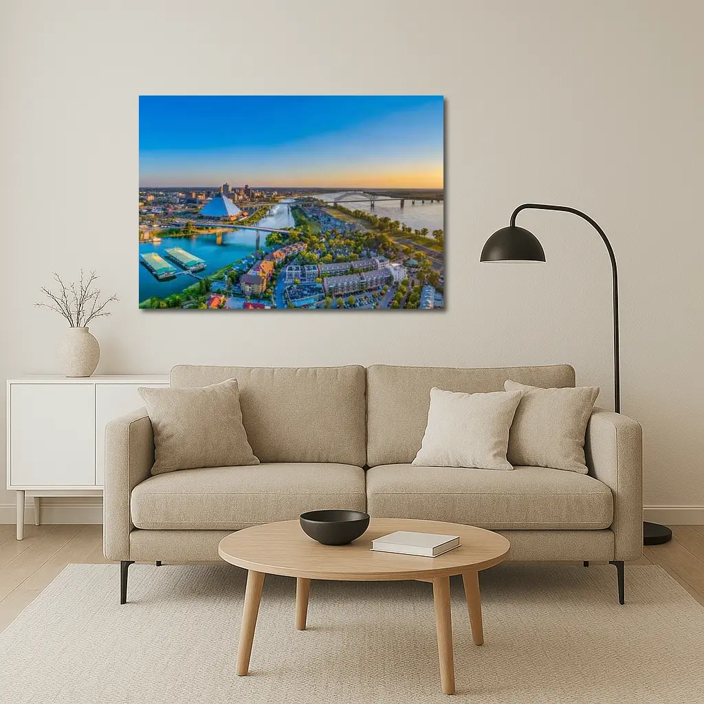 Memphis Skyline Aerial View Mississippi River – Wall Art