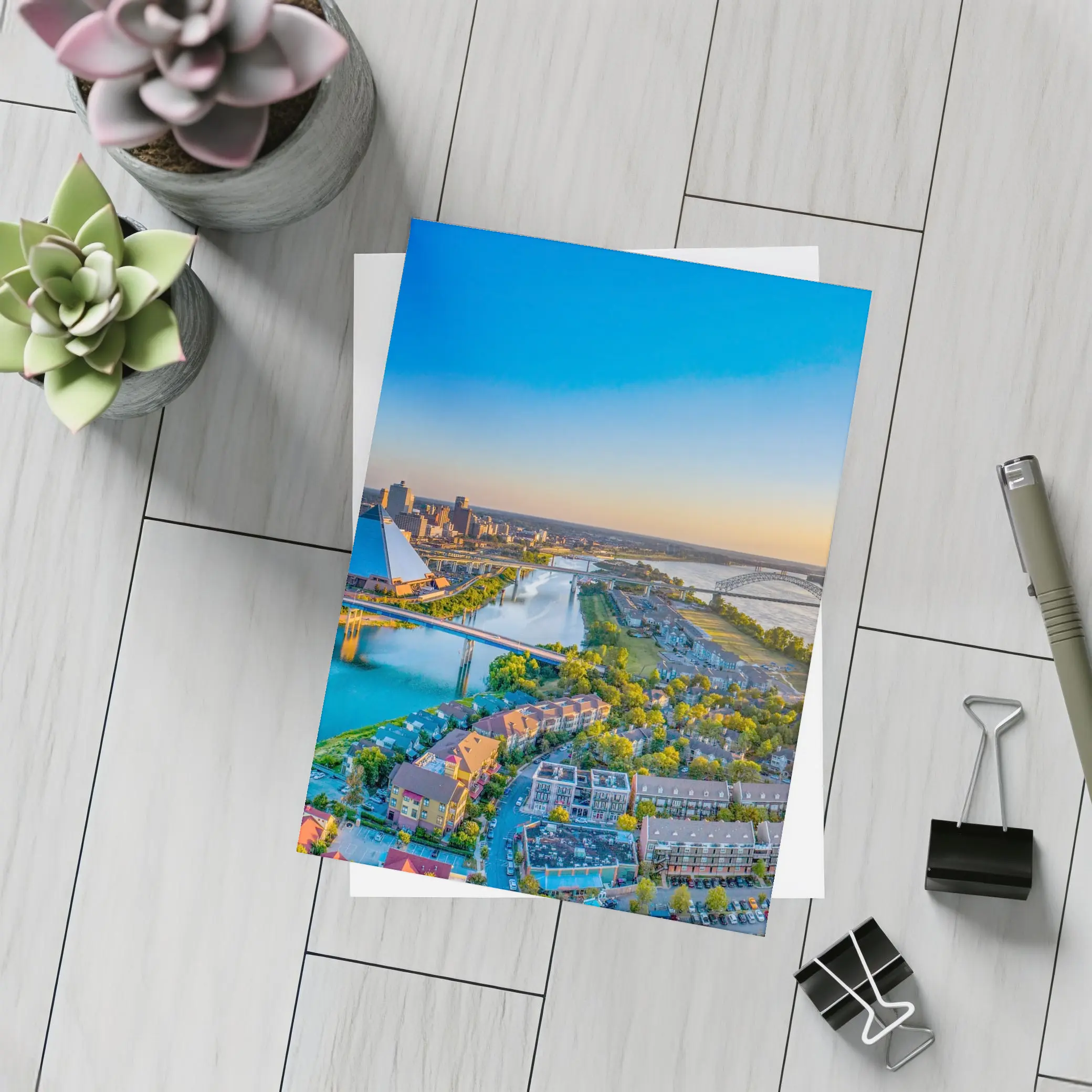 Memphis Skyline Aerial View Mississippi River – Postcards