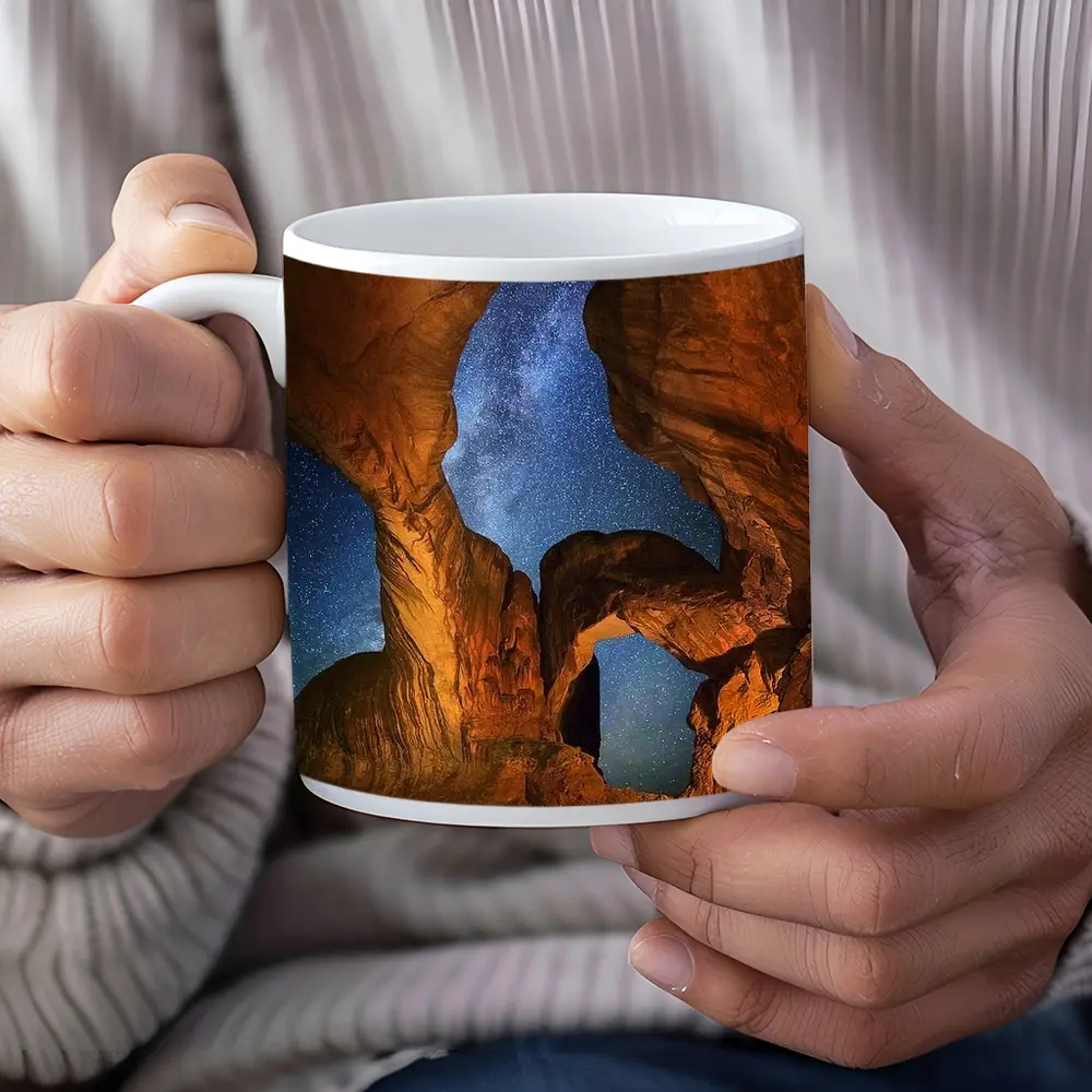 Double Arch Rock Milky Way Night Sky – Mugs