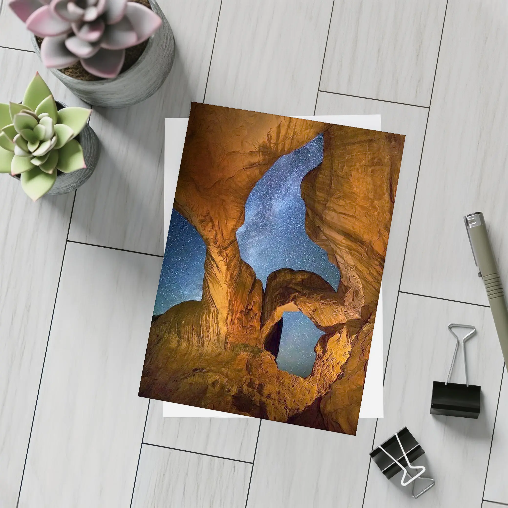 Double Arch Rock Milky Way Night Sky – Postcards