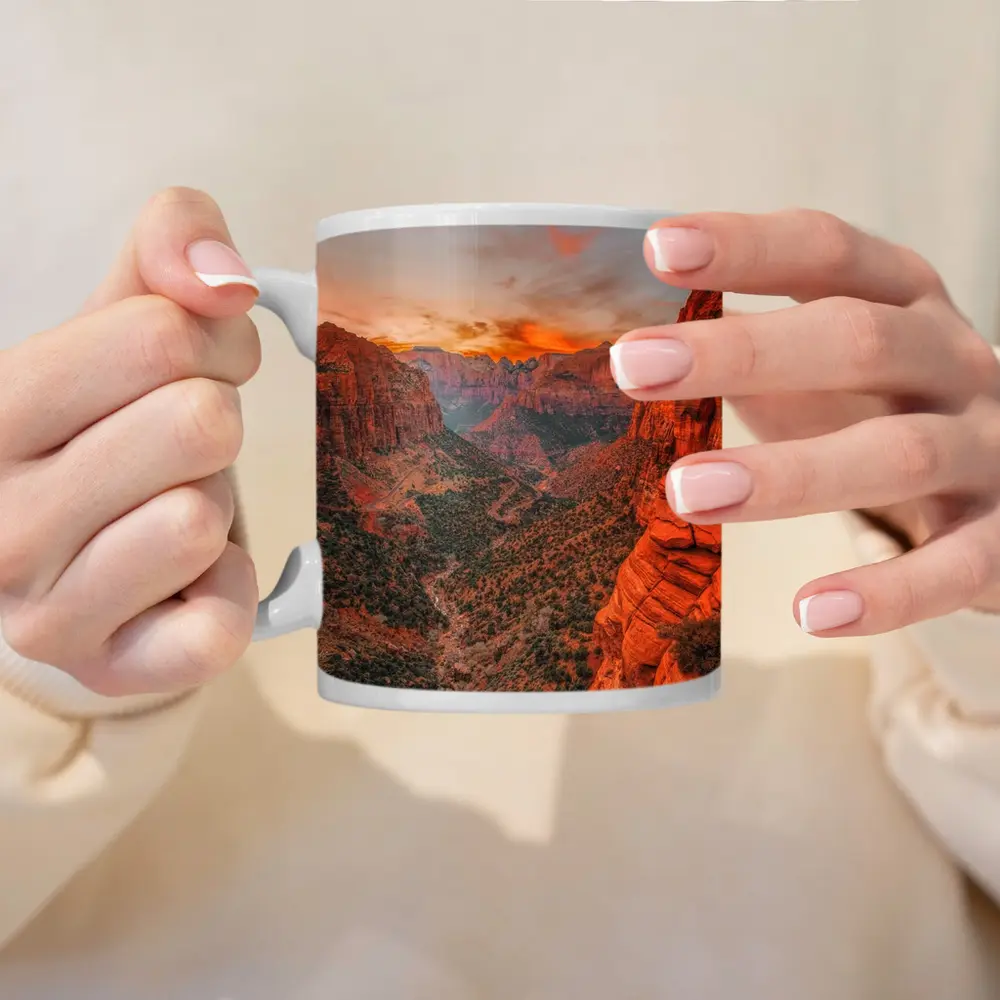 Zion Canyon Sunset Red Rock Overlook – Mugs