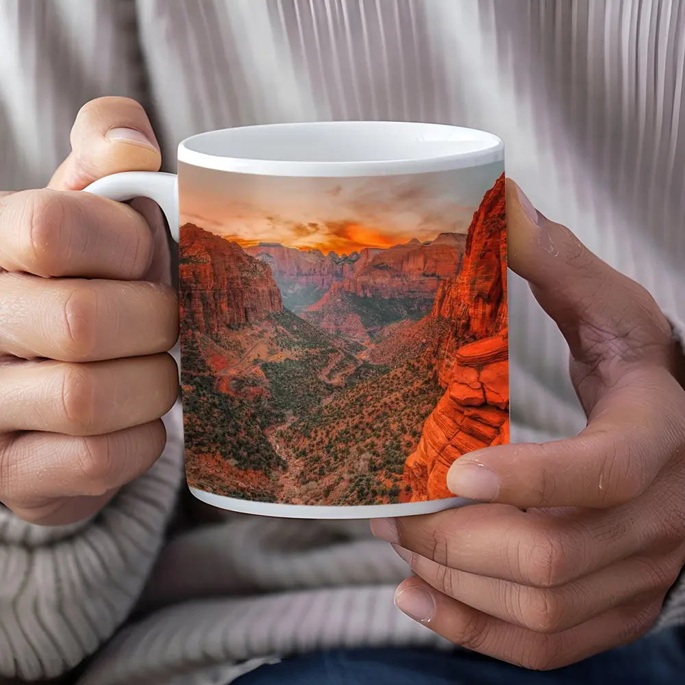 Zion Canyon Sunset Red Rock Overlook – Mugs