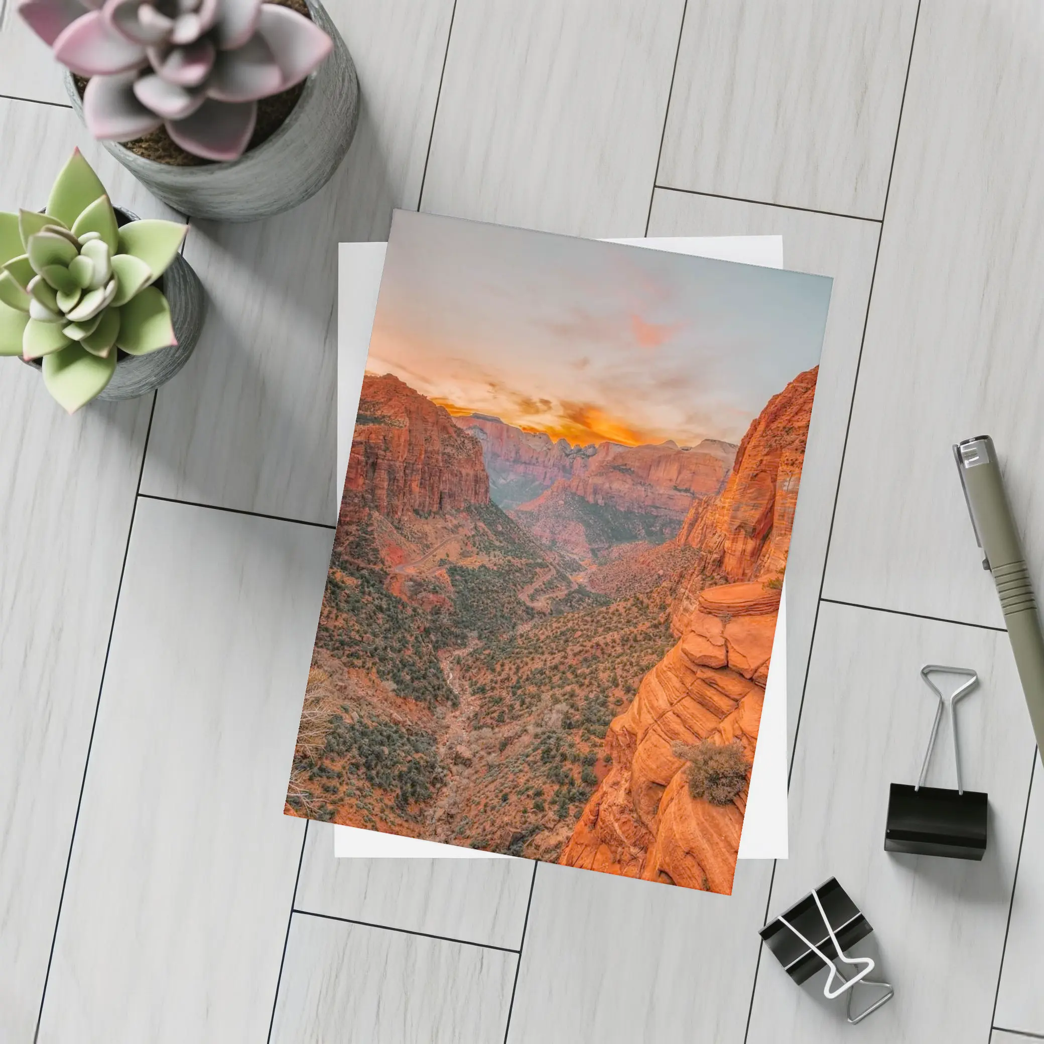 Zion Canyon Sunset Red Rock Overlook – Postcards