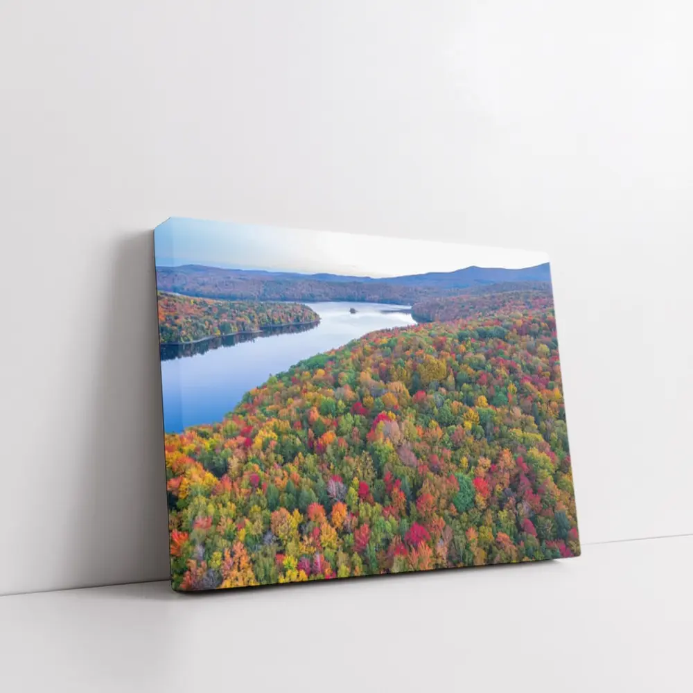 Aerial Autumn Forest Lake Mountain View – Wall Art
