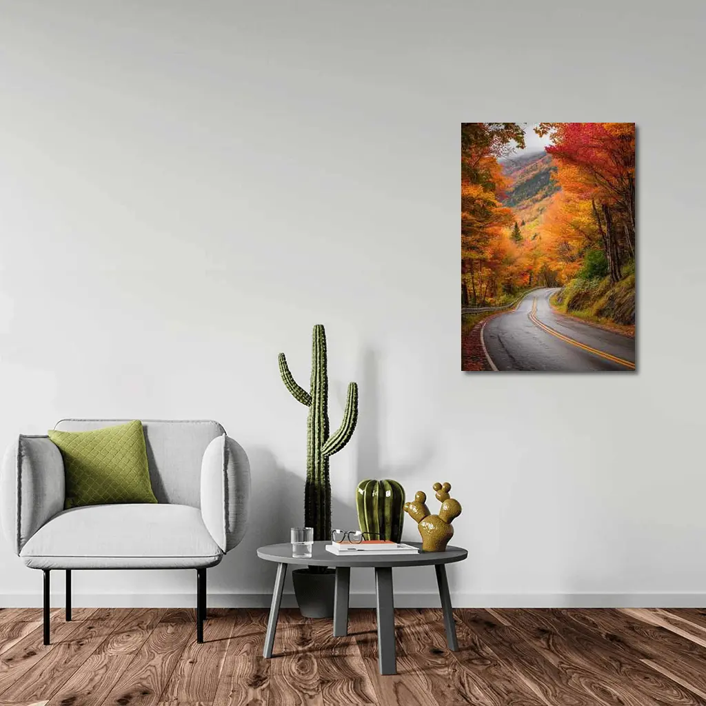Winding Autumn Road Through Colorful Forest – Wall Art