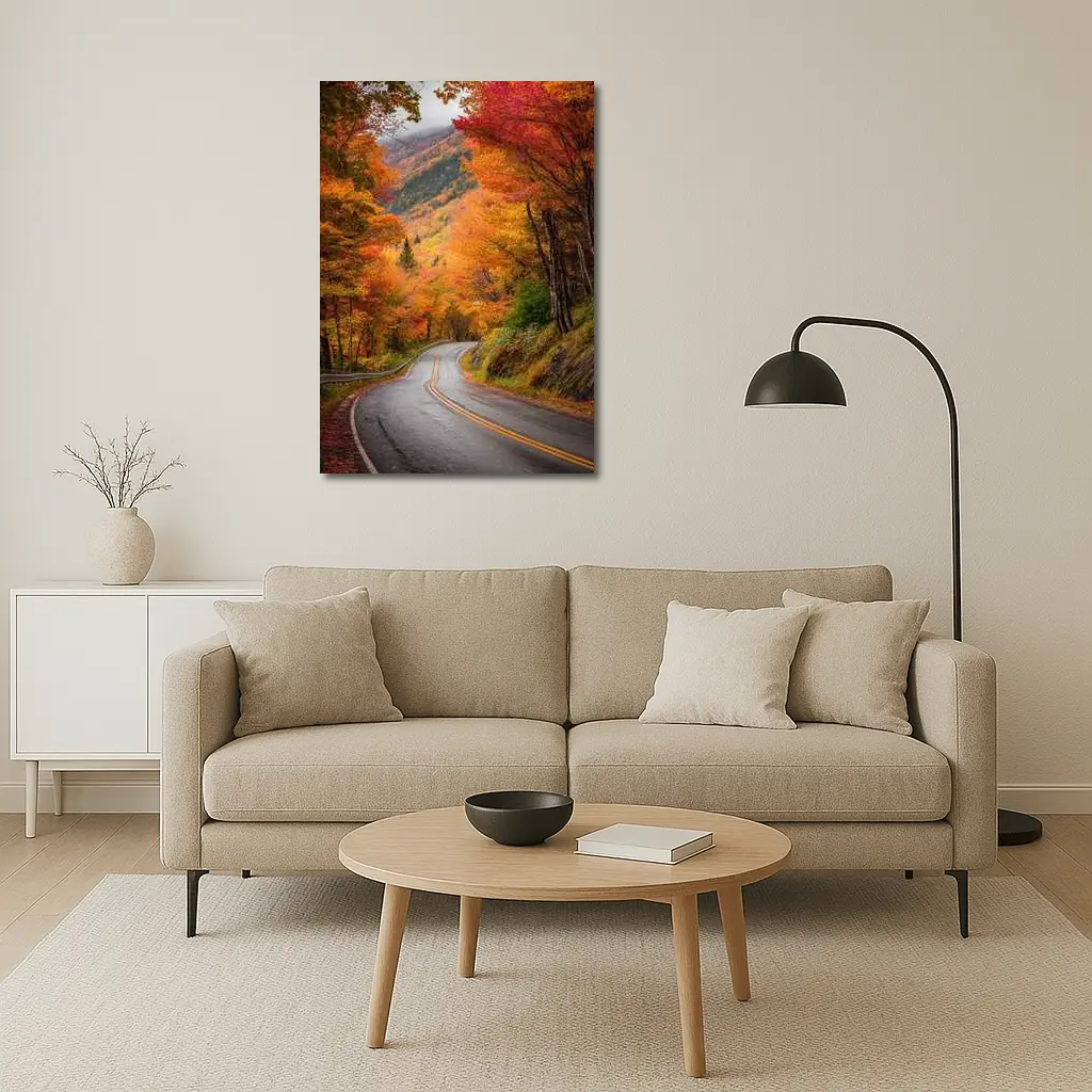 Winding Autumn Road Through Colorful Forest – Wall Art