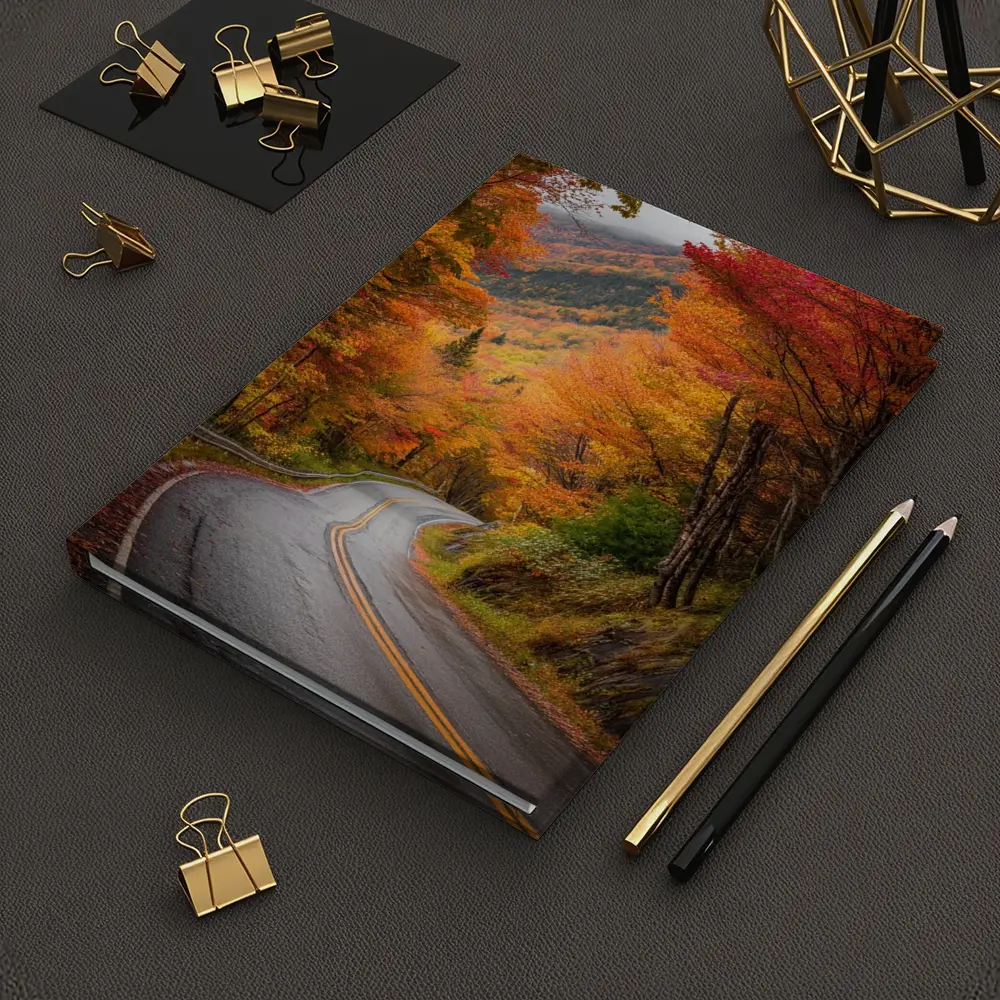 Winding Autumn Road Through Colorful Forest – Notebooks