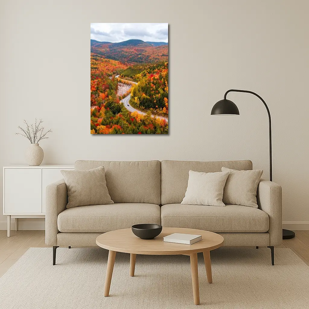 Winding Road Through Autumn Forest Valley – Wall Art