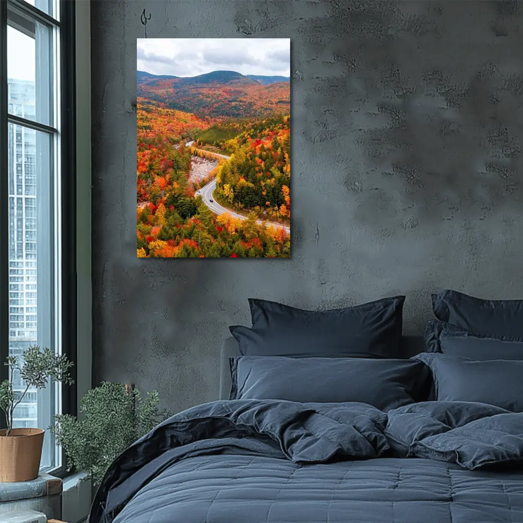 Winding Road Through Autumn Forest Valley – Wall Art