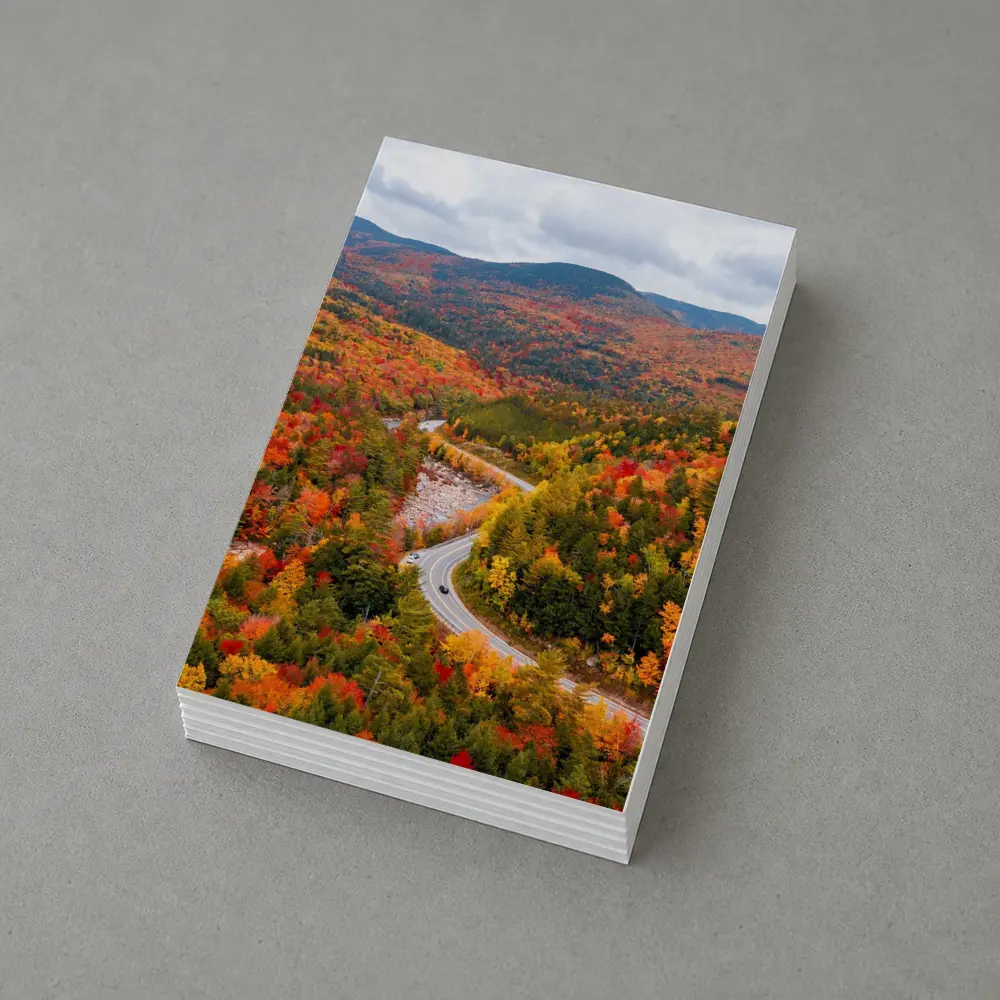 Winding Road Through Autumn Forest Valley – Postcards
